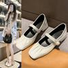 Women's Shoes Wrinkled Mary Jane Shoes Low-heeled Single Shoes Flat-soled Small Leather Shoes
