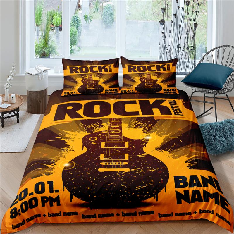 3d Music Notes Guitar Duvet Cover Set For Teens Adults Bedroom Decor 2/3pcs Music Bedding Sets Fashion Hip Hop Comforter Cover