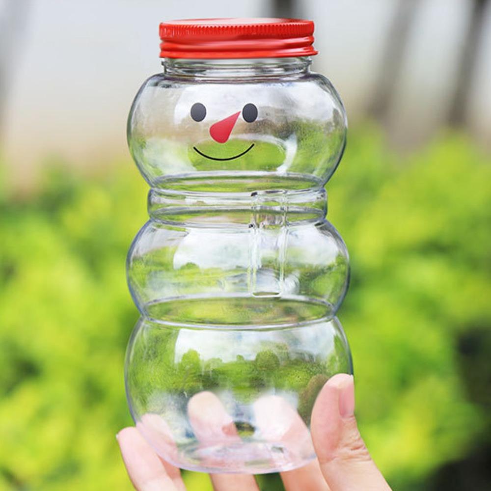 

500 мл Рождественские банки для конфет Рождественская бутылка для хранения закусок в форме снеговика Подарочная бутылка с крышками Red-A