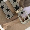 Y2K Shiny Star Waistband Strap Buckle Jeans Decor Fashion Five-Pointed Star Belt  Waist Accessories