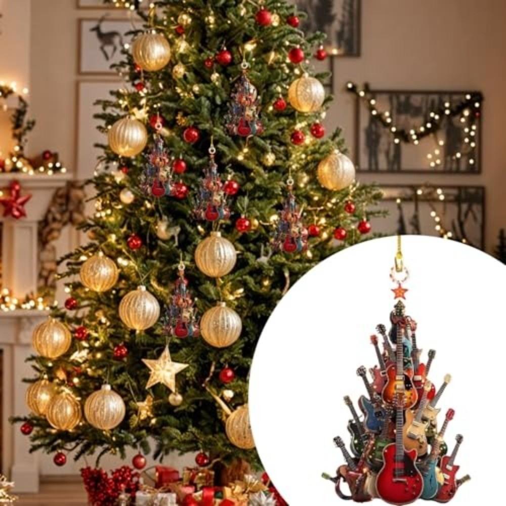 Music Theme Party Guitar Ornaments Acrylic Xmas Tree Ornament  Home Decoration