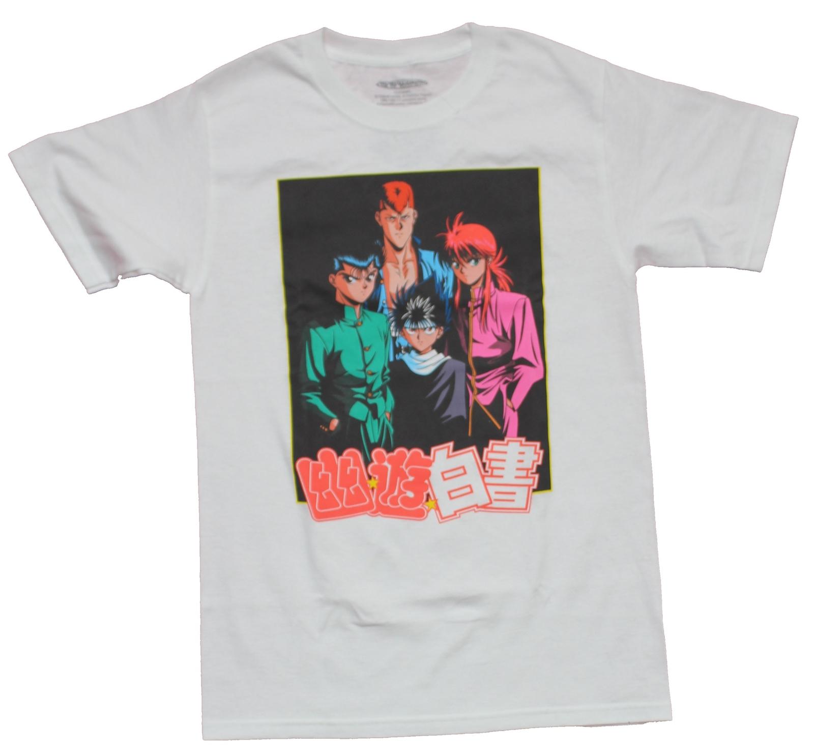 Yu Yu Hakusho Mens T-Shirt - Classic Group Image Over Kanji Image S