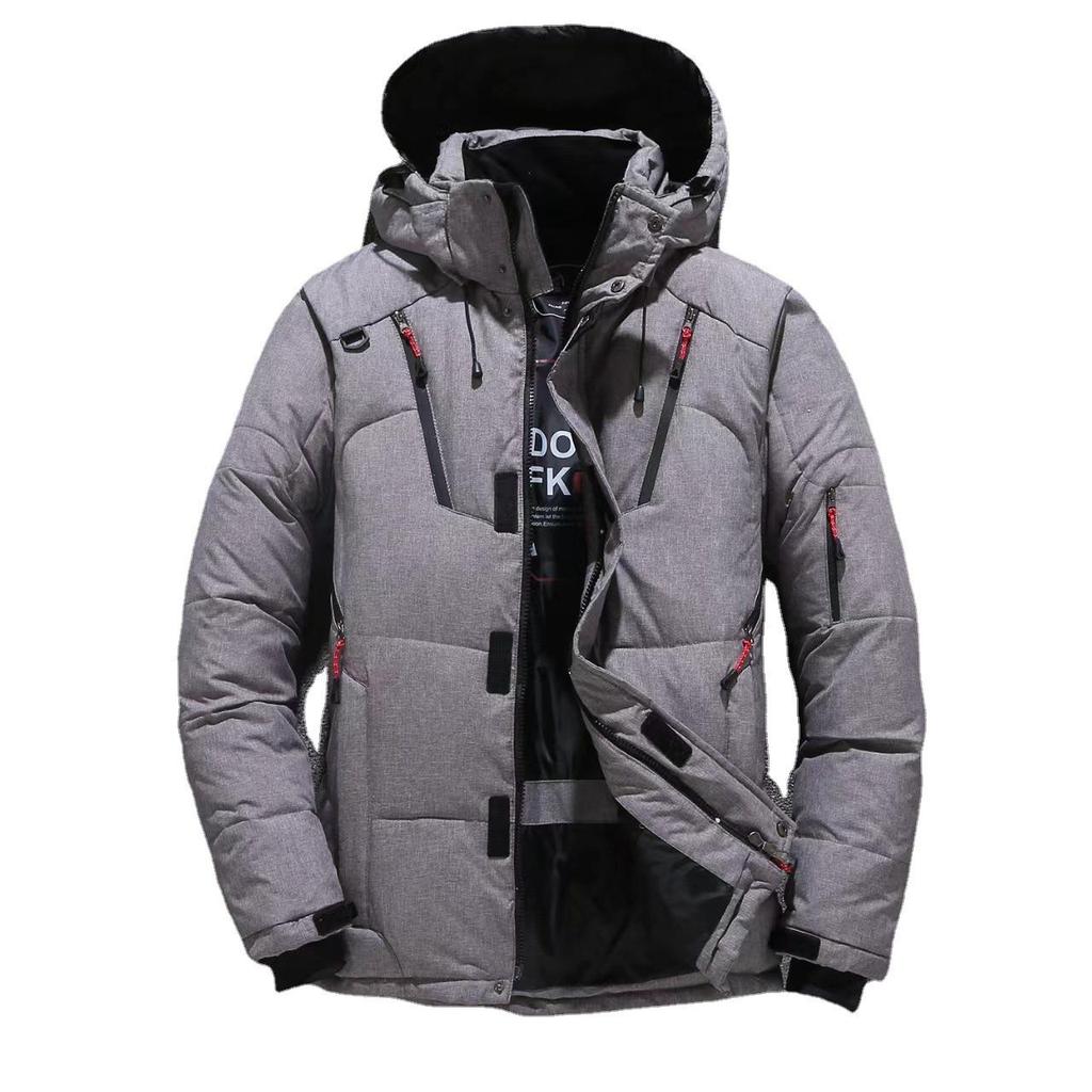 Men's Short Down Jacket with Detachable Hood - Windbreaker, Thickened, Youth Fashion, Cold-Proof