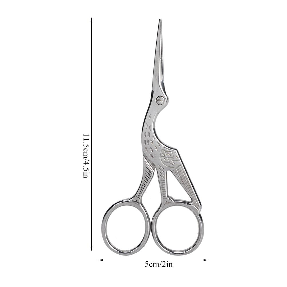 Stainless Steel Retro Style Crane Shape Sewing Scissor Tailor Handcraft Cutting ShearSilver