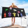 Cute Pikmin Pattern Blue Beach Towel Soft Microfiber Quick Dry Absorbent Quick Towels For Swimming