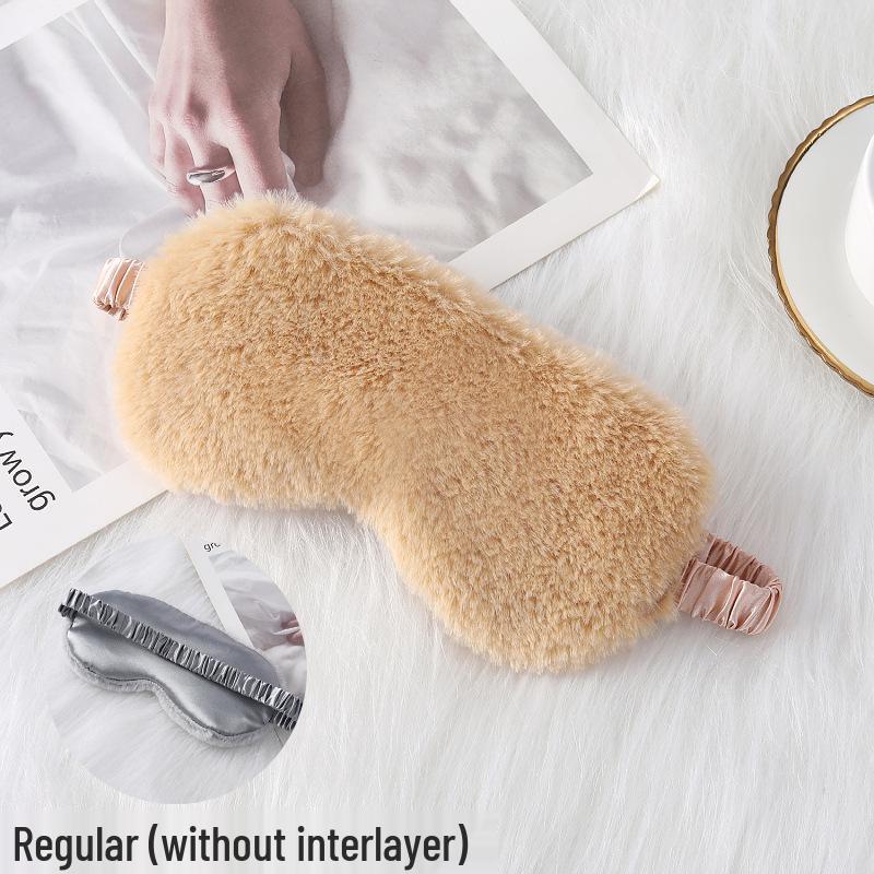 Blackout Rabbit Fur Sleep Mask - Soft, Breathable, Skin-Friendly, Plush Imitation Silk for Autumn/Winter Eye Protection.