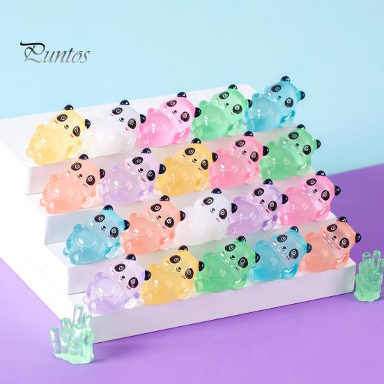 8Pcs Luminous Little Panda DIY Decoration Set Waterproof Rust-proof Solar Powered Glow In The Dark Ornaments