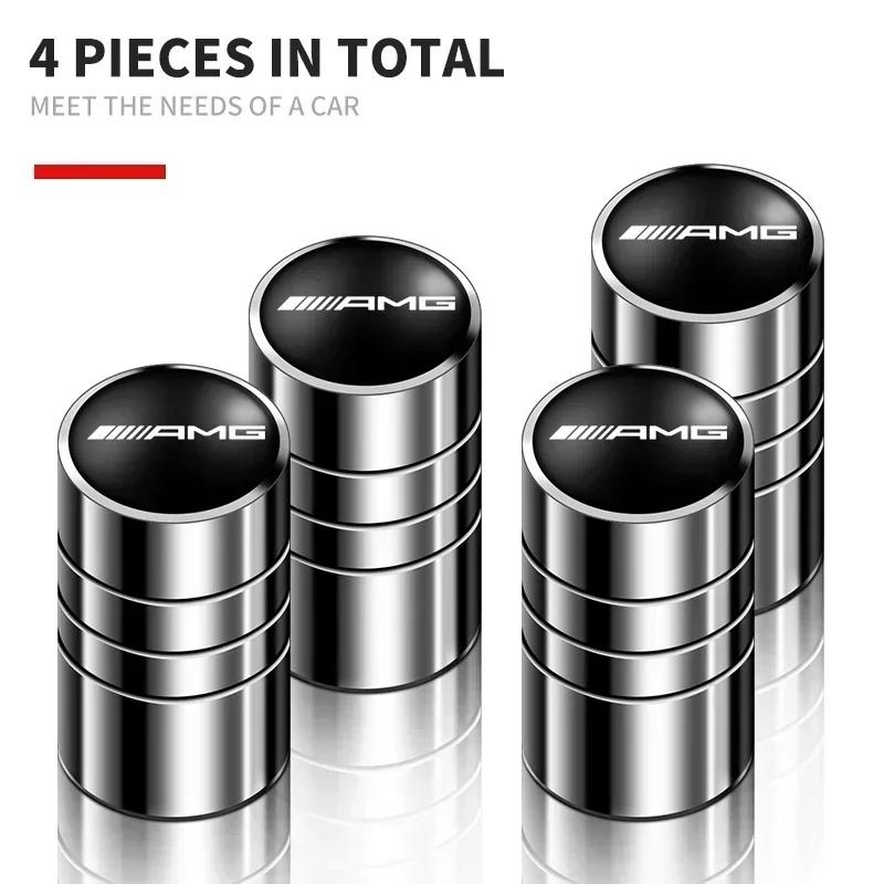4PCS Car Badge Wheel Tires Valve Caps Tyre Valve Stem Covers For Mercedes Benz AMG A B C E G CLA W211 W203 W204 W210 W124 SRW1