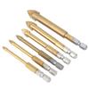 6PC Hexagonal Shank Titanium Triangular Glass Ceramic Drill 4mm   5mm   6mm   8mm   10mm  12mm