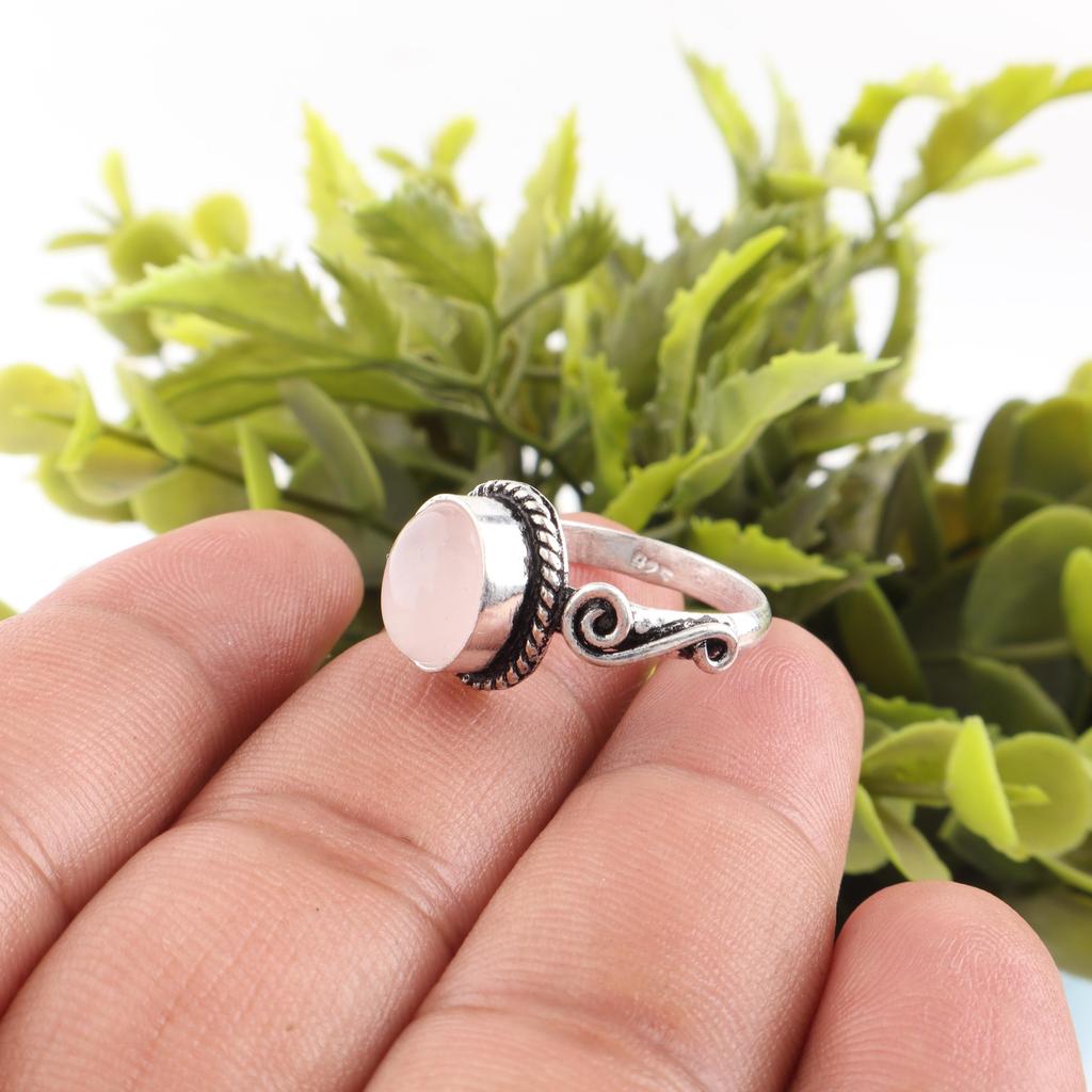 Rose Quartz Jewelry, 925 Solid Sterling Silver Ring, Handmade Gemstone Jewelry Ring For Memorial Day