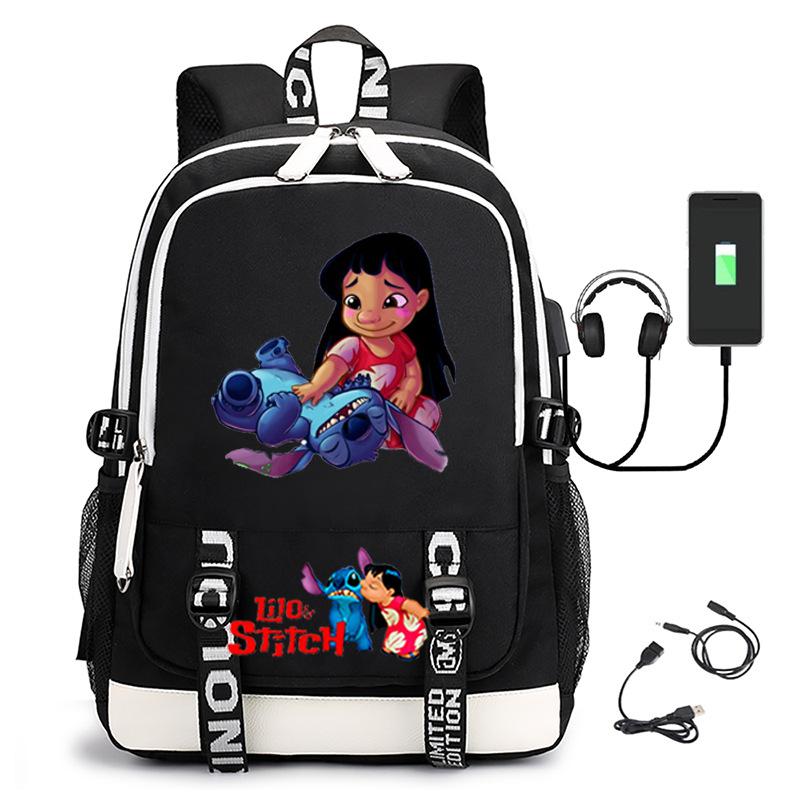 Large Capacity Backpack Printed Student USB School Bag