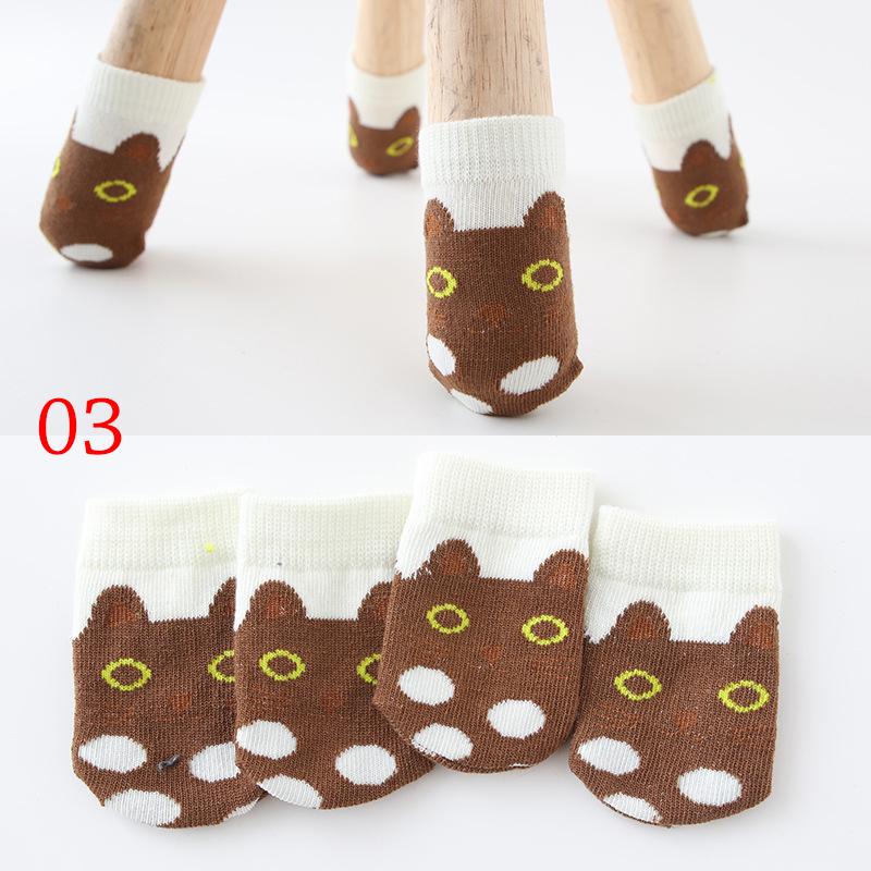 4Pcs Cartoon Chair Leg Knitting Socks Protectors Table Leg Foot Non-Slip Colorful