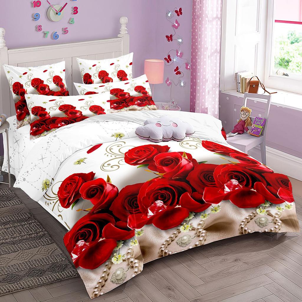 2/3pcs bedding set Digital Print Comfortable Duvet Cover for Home Bedroom Decoration, 1 Duvet Cover and 2pillowcase with Zippers