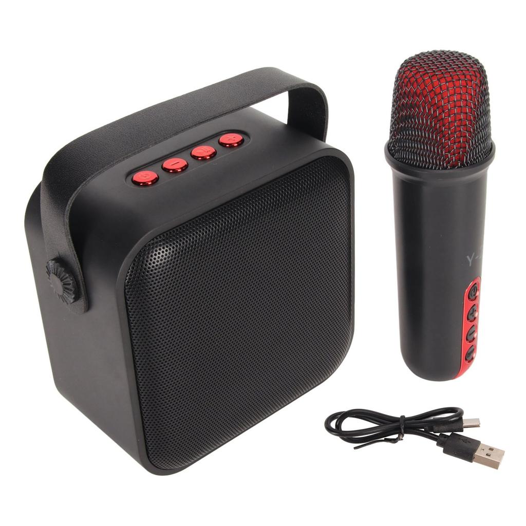 Mini Karaoke Machine Set Portable Bluetooth Speaker with 1 Wireless Microphone for Home Party KTV