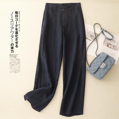 Einfarbige Leinenhose mit weitem Bein für Damen, schmale Hose 2025 neu Herbst, hochtaillierte lässige Hose mit geradem Bein