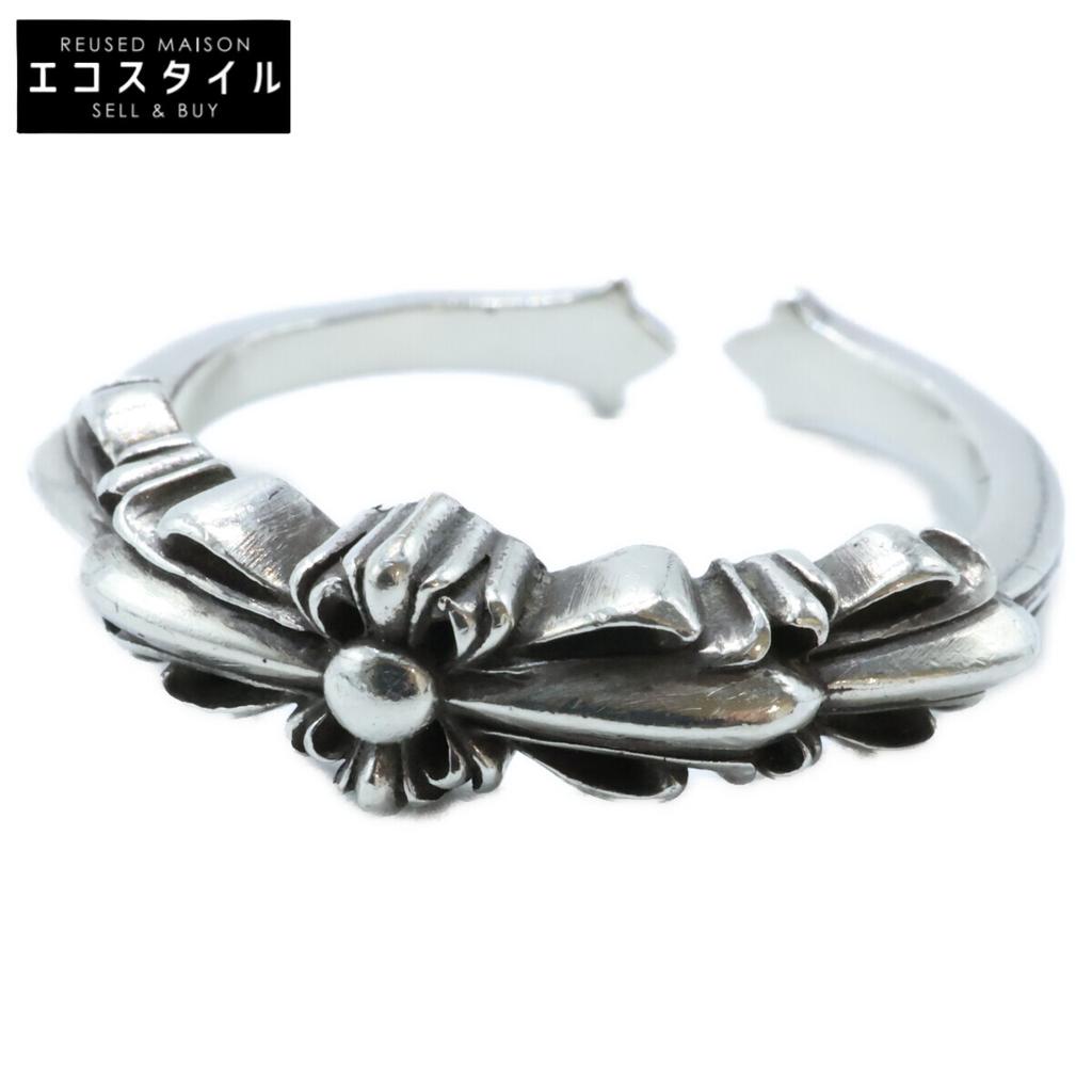 CHROME HEARTS 925 Baby Classic Double Floral Cross Ring Ring SilverUsed