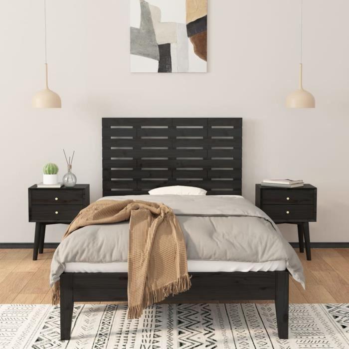 824727 vidaXL Tête de lit murale Noir 96x3x63 cm Bois massif de pin