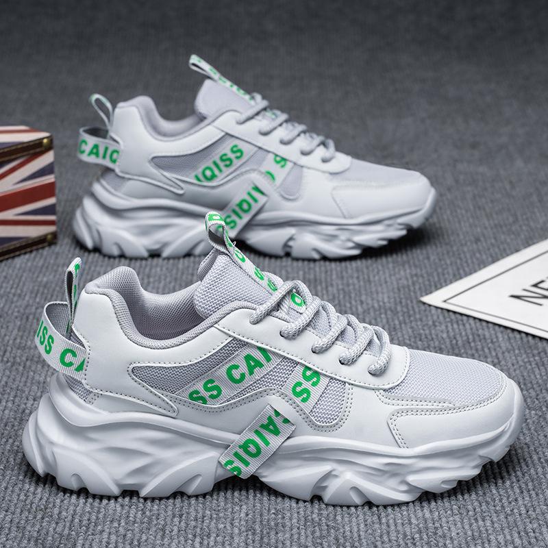 

Мужские осенние кроссовки на толстой подошве, увеличивающие рост, дышащая сетка, спортивные - повседневная, модная, легкая, универсальная обувь. 45 серый