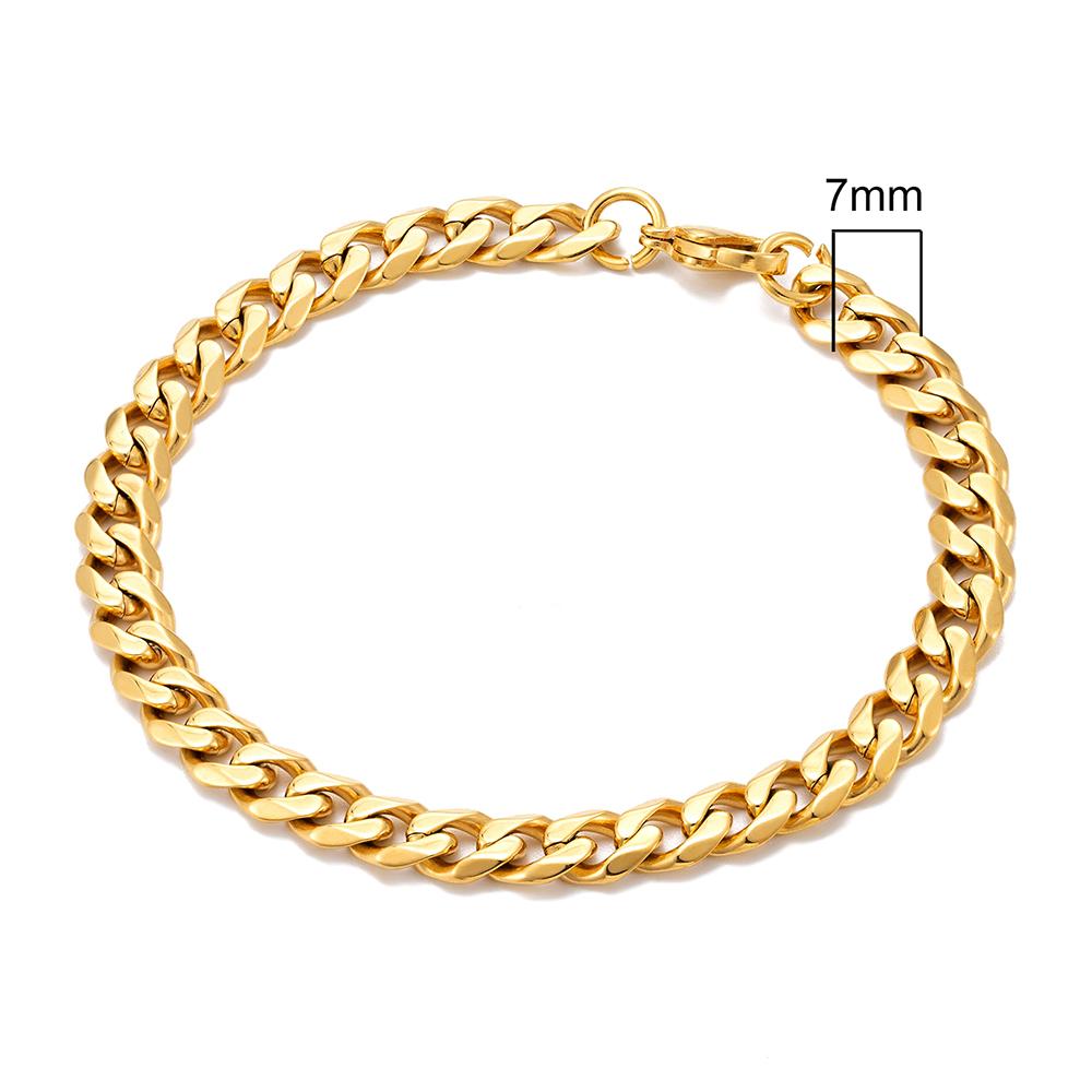 Mens Simple 3-11mm Stainless Steel Gold Plated Dainty Curb Cuban Link Chain Bracelets for Women Stacking Jewelry