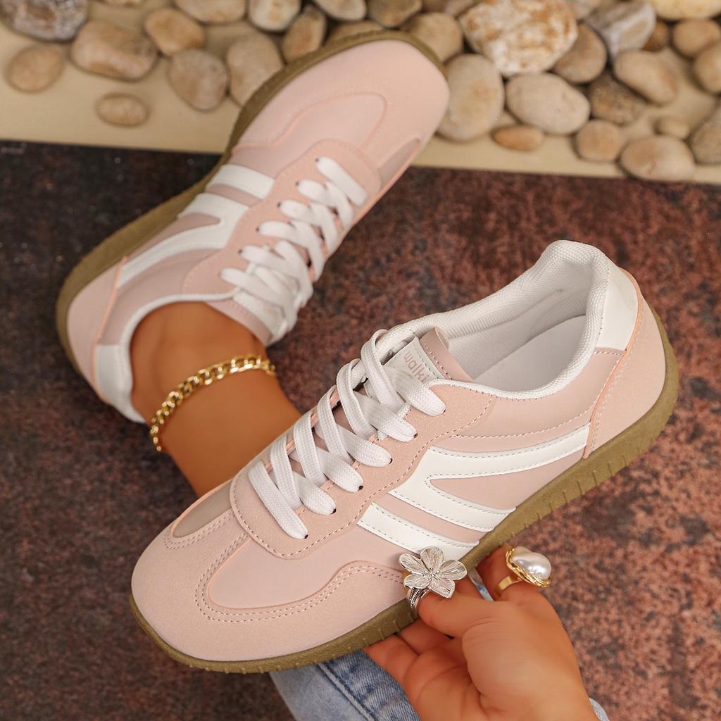 Damen Übergröße Deutsche Trainer Sneaker, Retro Colorblock Patchwork Freizeitschuhe, Komfort Flache Gehenschuhe für Damen
