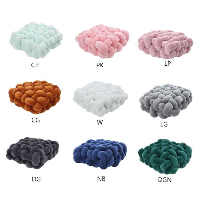 Nordic Handmade Woven Plush Square for Seat Back Cushion Knotted Stuffed Color Thick Chair Pad Floor Waist Pillow