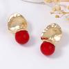 Light luxury fashion personality literary and retro design sense spherical alloy scallop earrings Hong Kong style temperament earrings