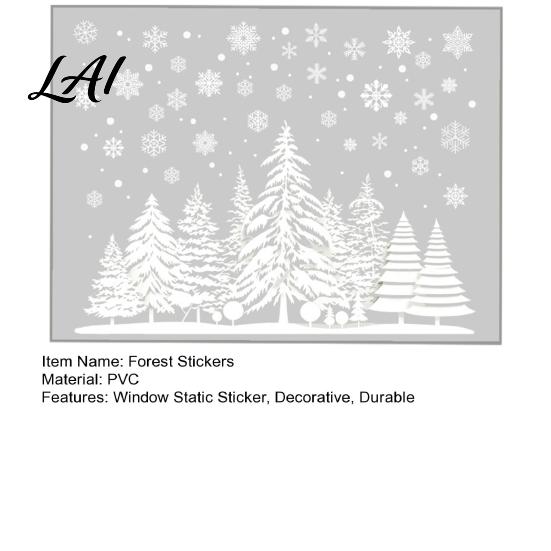 Christmas Party Glass Decorations White Winter Forest Window Static Sticker Waterproof PVC Snow Scene Wall Decals Decal Silhouette Art for