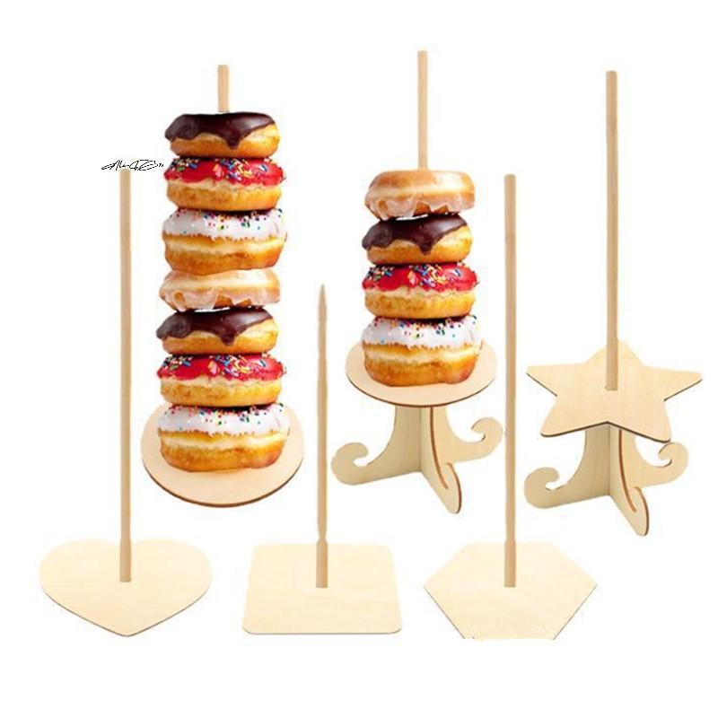 Holz Donut Ständer Display Rack für Desserts Dim Sum Brot Verkauf Geburtstag Hochzeit Party Tischdekoration