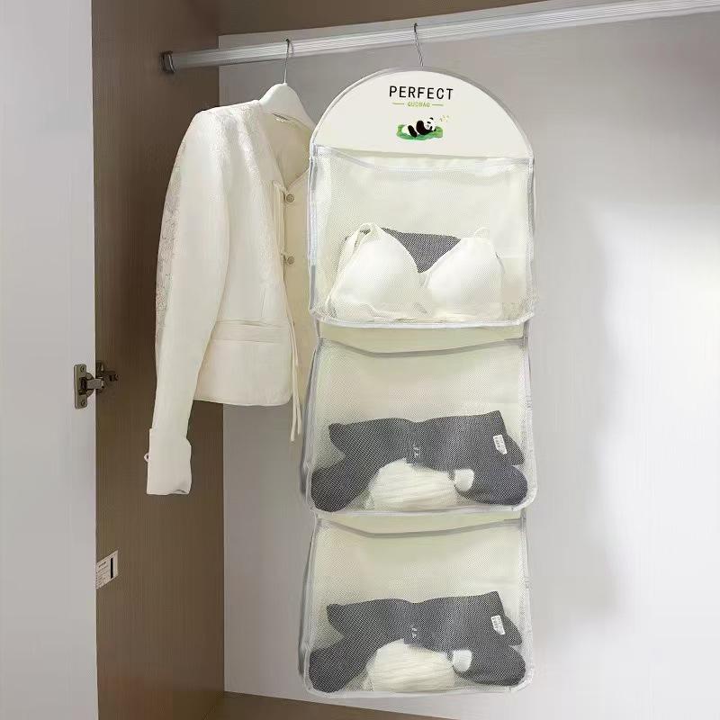 Multi-Layer Storage Mesh Bag Save Space Large Capacity Socks Storage Bags Wardrobe Hanging Multi-Function