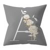 Decorative 45x45 Letter Gray Cushion Customizable Polyester Throw Pillow White Yellow Flowers Pillowcase Nordic Home Decor
