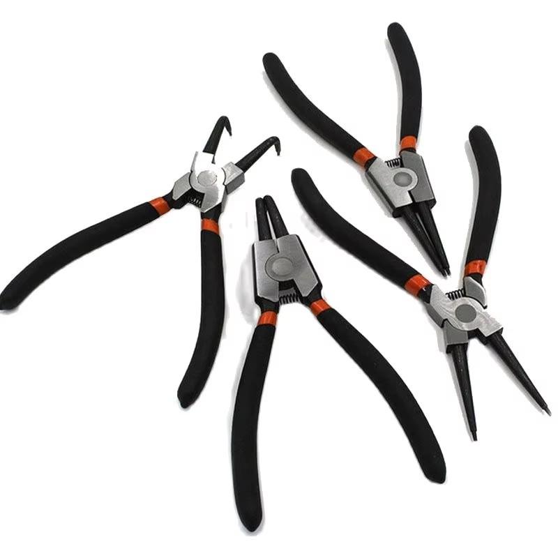 

7 Плоскогубцы с длинным носом Прямые Изогнутые Плоскогубцы Инструмент для снятия стопорных колец Внутренних Наружных Многофункциональные Плоскогубцы для стопорных колец 7Inches