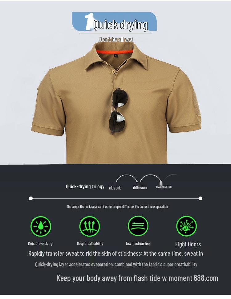 Polo Tactic pentru Fani Militari Bărbați - Mânecă Scurtă, Guler Turn-Down