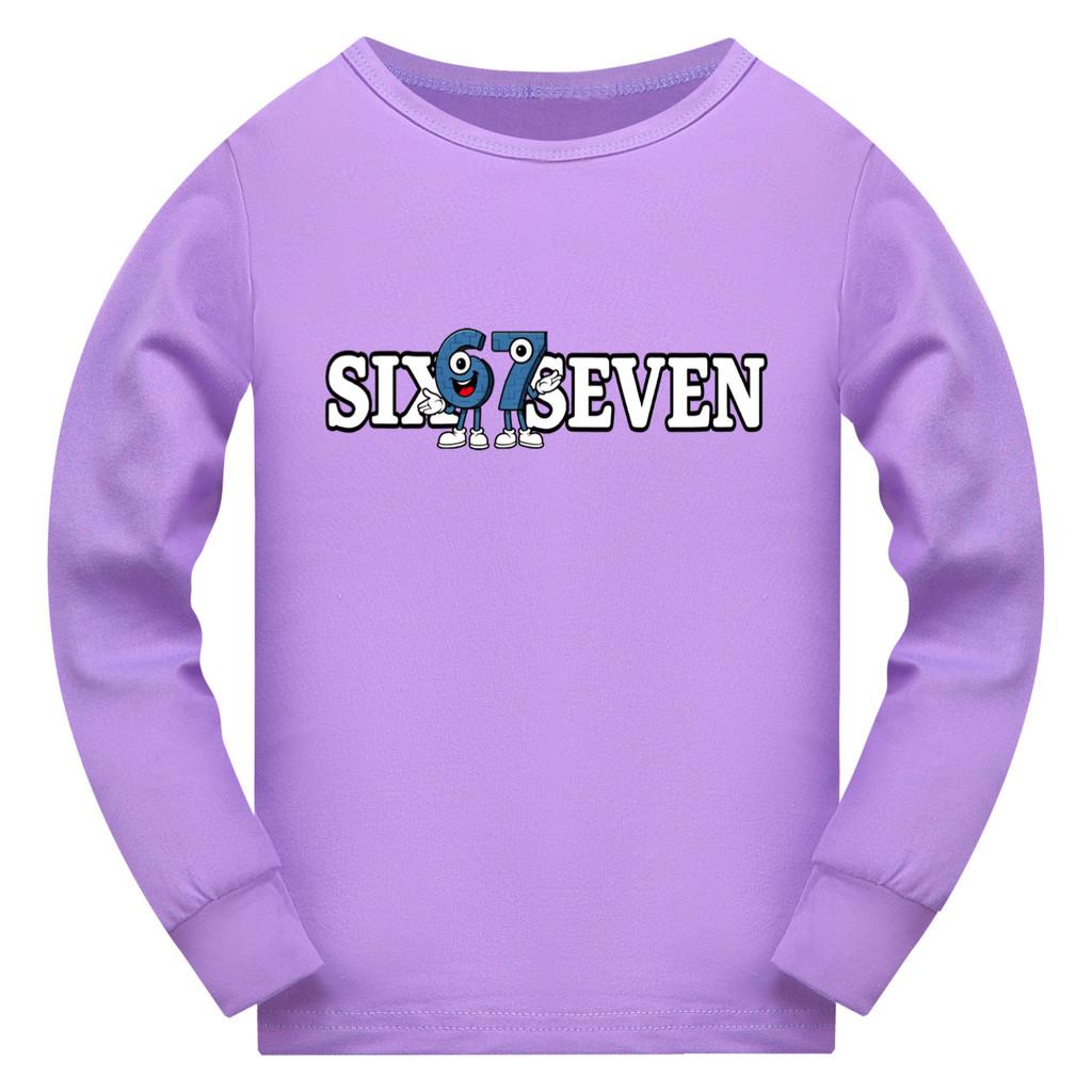 5388 Kids Six Seven Brainrot 67 Print Long Sleeves T-Shirt 110cm