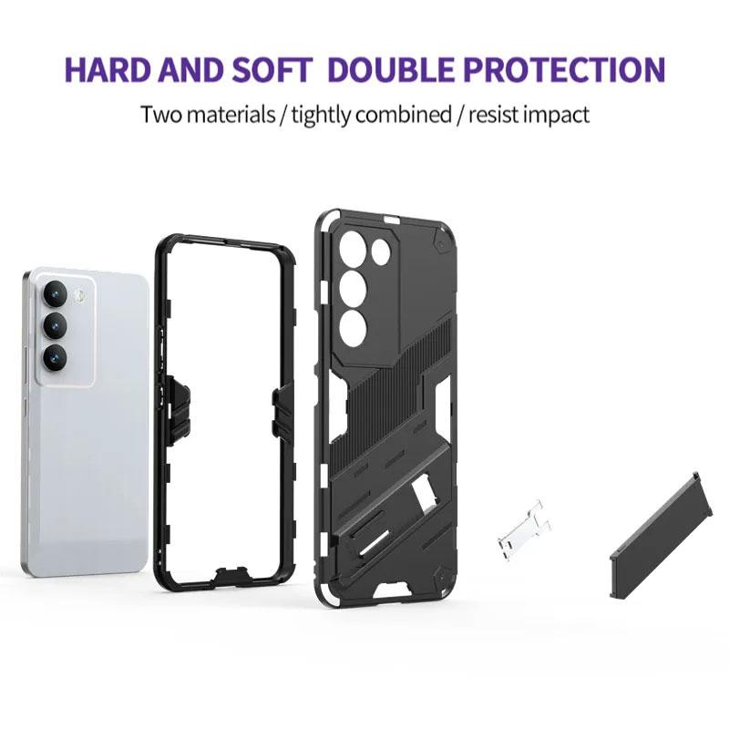 For Vivo Y200e Y100 (IDN) 5G Armor Shockproof Phone Case Back Cover Magnetic Kickstand Anti-Fall Protect Coque Cases