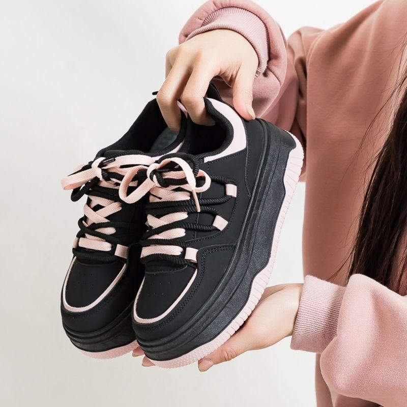 Popular Niche Original Black Powder Shoes Women's 2025 New Casual Spring Women's Shoes Versatile Platform Sports Board Shoes