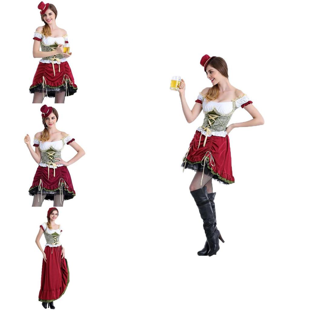 German Bavarian Beer Wench Dress For Women With Elastic Waist And Lace Details