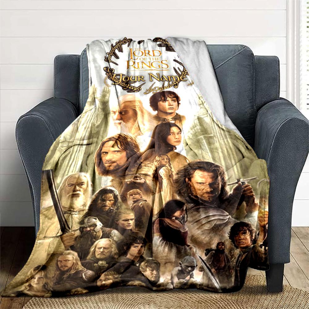 Lord Rings Customize Your Name Blanket Cozy Personalized Blanket Ultra-Soft Versatile for Office Sofa Bed Livingroom Four Seasons Multipurpose