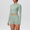 High-Waisted Hip-Lift Sports Shorts & Zip Jacket Yoga Set - Nude Feel for Casual Run & Fitness