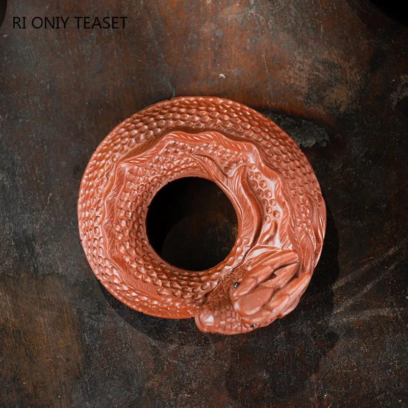 Yixing Purple Clay Tea Pet Chinese Zodiac Dragon Statue Ornaments Desktop Crafts Handmade Sculpture Tea Figurine Decors Tea Set