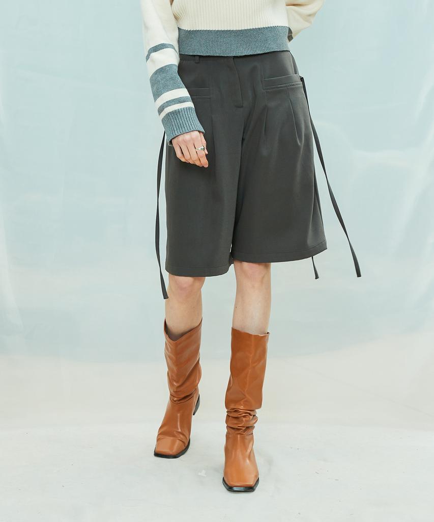 LARTIGENT L9 Ribbon Bermuda Pants(Charcoal)