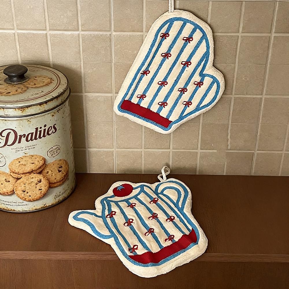 Cute Cartoon Hand Towel Absorbent Quick-drying Kitchen Towel Household Hanging Handkerchief Creative Wall Hanging Decorative Rag