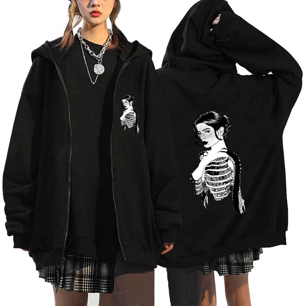 Women Hooded Sweater Art Letter Printing Zipper Hoodies Woman Y2K Hoodie Casual Soft Hoody Fleece Comfortable Streetwear