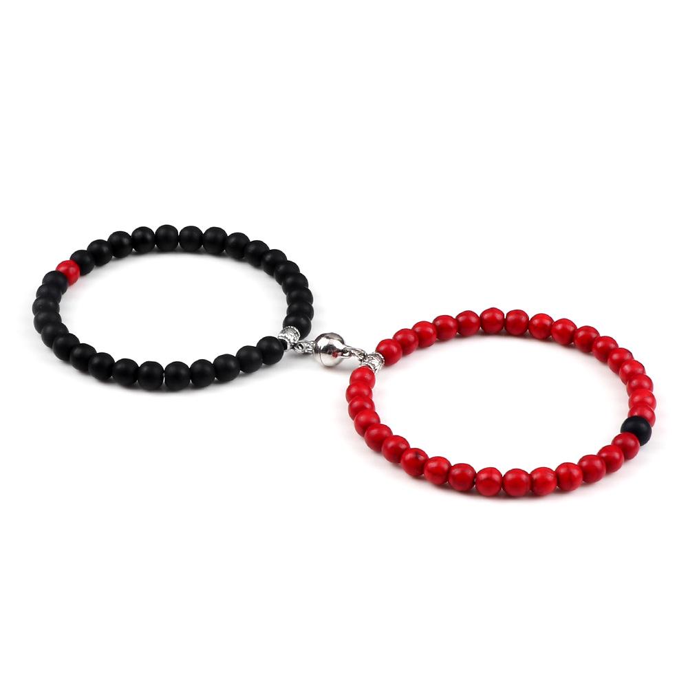 6mm Magnetic Couple Bracelets Set - Memorial Gift for Him & Her