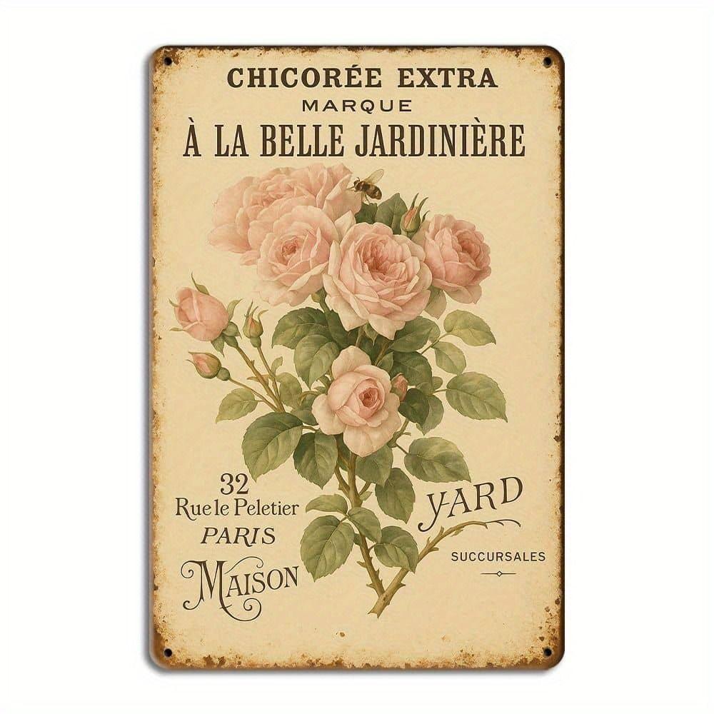Vintage Metal Tin Sign Bird Feeding Chicks on Flowers Florist Decor For Living Room 20x30cm
