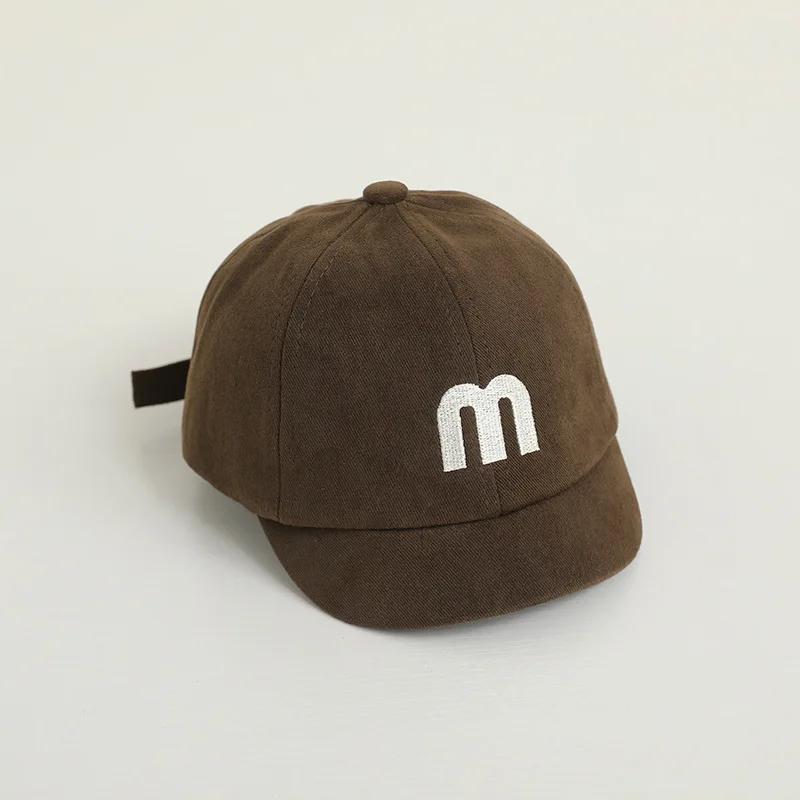 Letter M Baby Baseball Cap Infant Embroidery Peaked Hat Kids Solid Color Duck Tongue Caps 1-3year Boys Girls Short Brim Visors