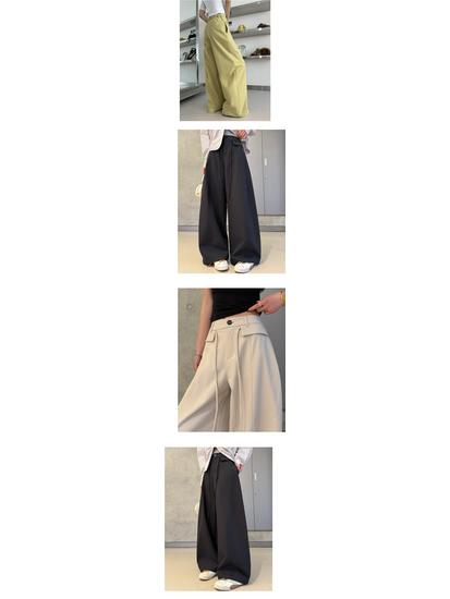 Spring 2026 High-Waist Lace-Up Straight Wide-Leg Trousers for Women