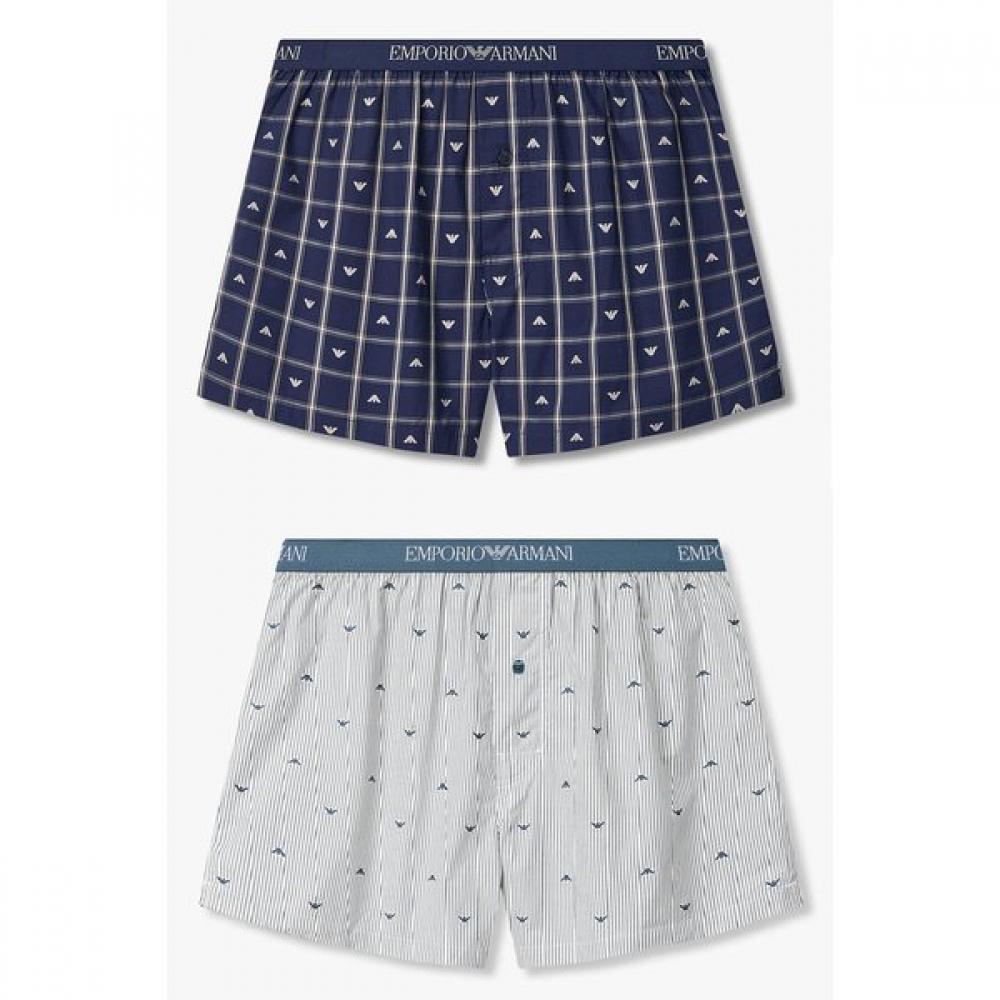 Emporio Armani Men S Trunk 2 Piece Set With Allover Logo Pattern  0816112078 081 S(95)
