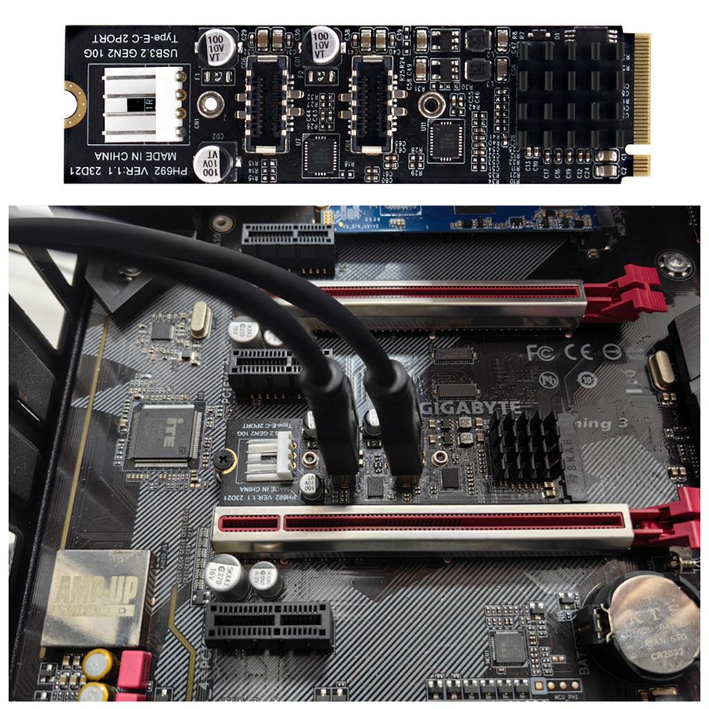 Scheda di espansione M2 M-key NVME PCIE a 2 porte USB3 10G Adattatore chip ad alte prestazioni ASM3142 con dissipatore di calore
