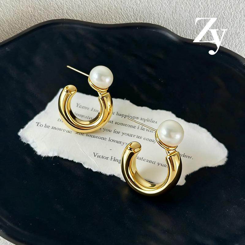 S925 Sterling Silver Korean C-Shaped Geometric Earrings - Lightweight, High-End Luxury Design