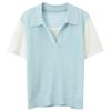 Sancai 2025 Summer Faux Two-Piece Polo Knit Top